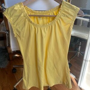 Smocked Yellow Blouse with Short Sleeves